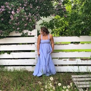 H&M Light Blue Embroidered Maxi Dress